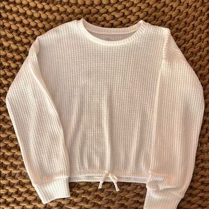 White Waffle Knit Long Sleeve Top